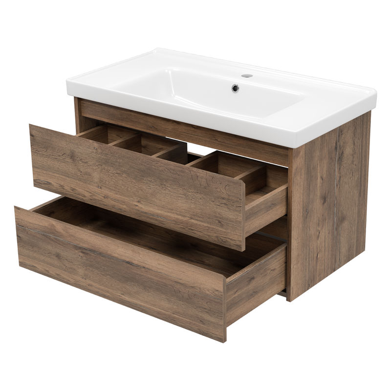 Тумба под раковину Brevita Dallas 90 подвесная 2 ящ. / DAL-01090-074П Дуб Галифакс