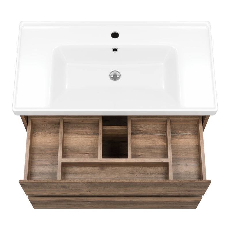 Тумба под раковину Brevita Dallas 90 подвесная 2 ящ. / DAL-01090-074П Дуб Галифакс