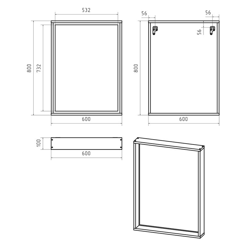 Зеркало Brevita Dallas 60 свет ДСП / DAL-02060-074 (дуб галифакс)