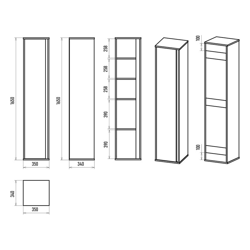 Шкаф-пенал для ванной Brevita Dallas 35 универсальный / DAL-05035-31