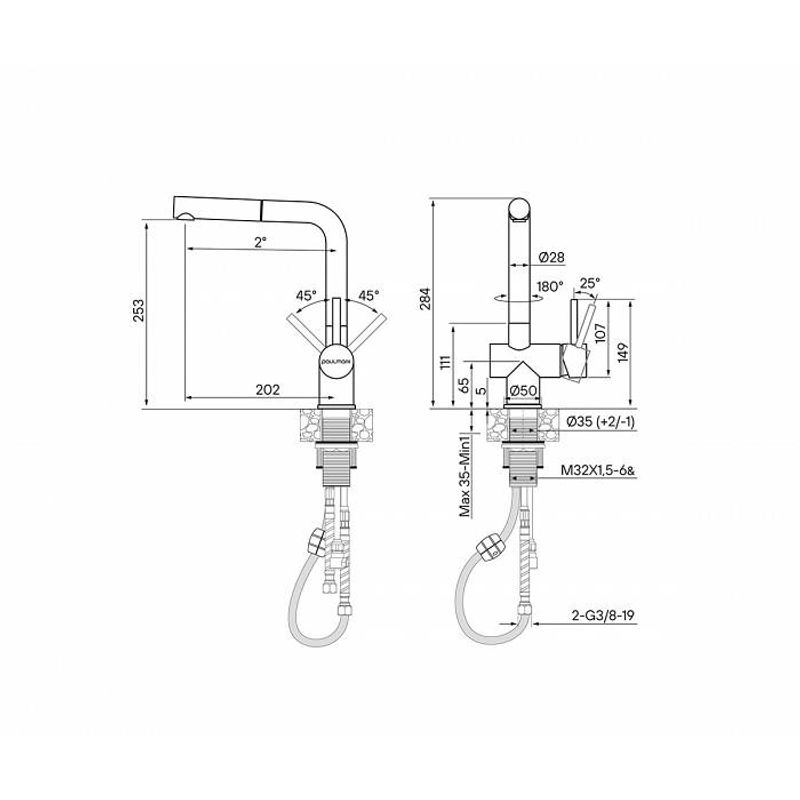 Смеситель для кухни Paulmark Dosse Do214418-418 черный металлик