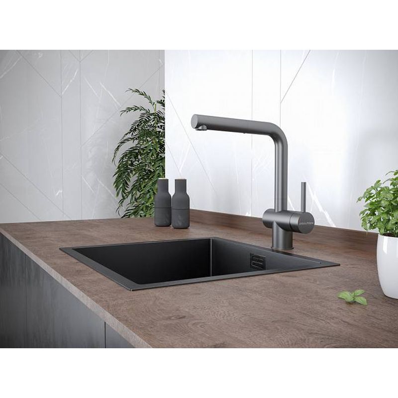 Смеситель для кухни Paulmark Dosse Do214418-GM вороненая сталь