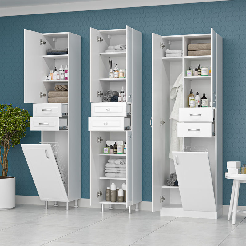 Шкаф-пенал для ванной Misty Мисти 60 + Б/К / Э-05060-01Бк