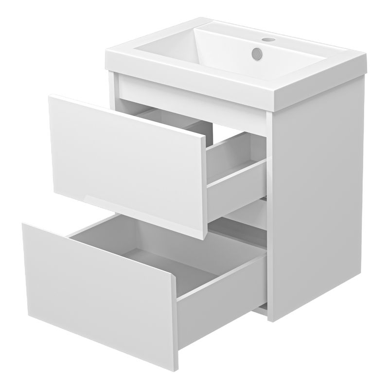 Тумба под раковину Misty Алиса 50 тумба 2 ящ. подвесная / Э-Али01050-011П2Я белая эмаль