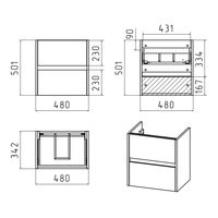 Тумба под раковину Misty Алиса 50 тумба 2 ящ. подвесная / Э-Али01050-011П2Я белая эмаль — 5