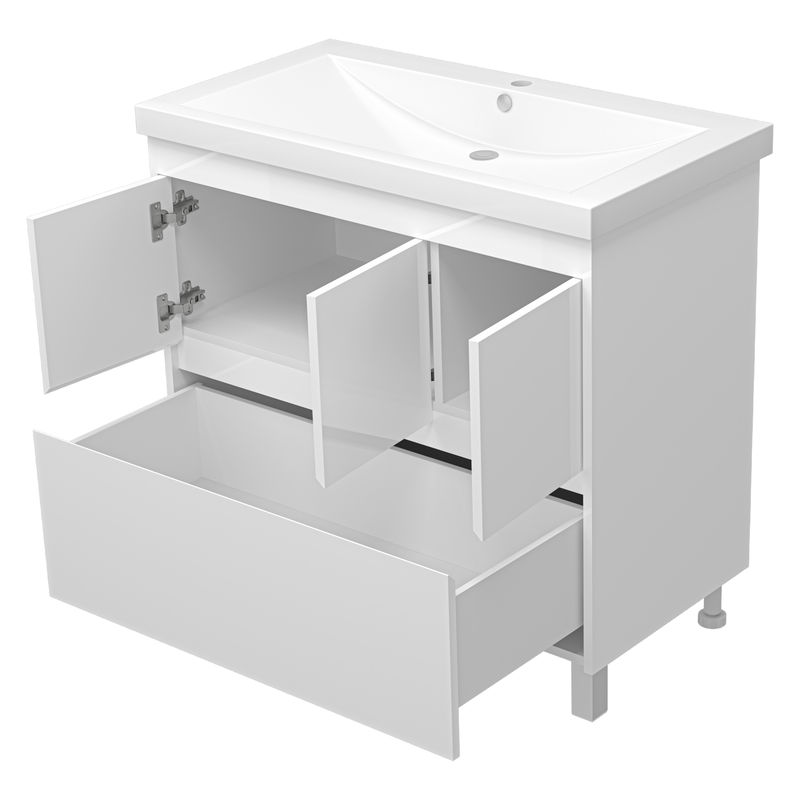 Тумба под раковину Misty Алиса 90 тумба 1 ящ. напольная / Э-Али01090-0112Я белая эмаль