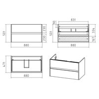 Тумба под раковину Misty Алиса 90 тумба 2 ящ. подвесная / Э-Али01090-011П2Я белая эмаль — 5