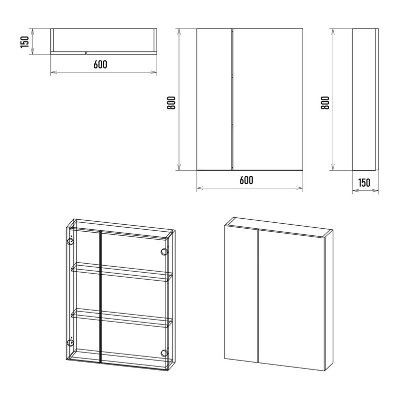 Шкаф с зеркалом для ванной Misty Аура 60 Э-Аур02060-01