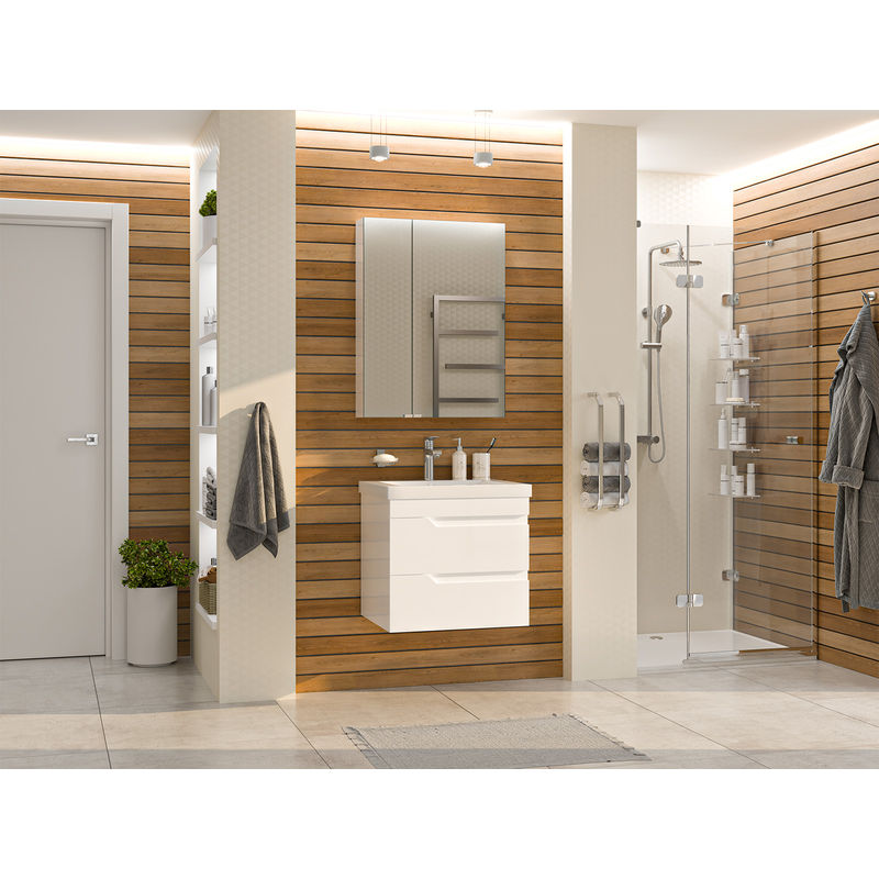 Шкаф с зеркалом для ванной Misty Аура 60 Э-Аур02060-01