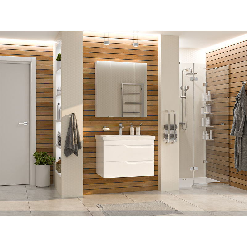 Шкаф с зеркалом для ванной Misty Аура 75 Э-Аур02075-01