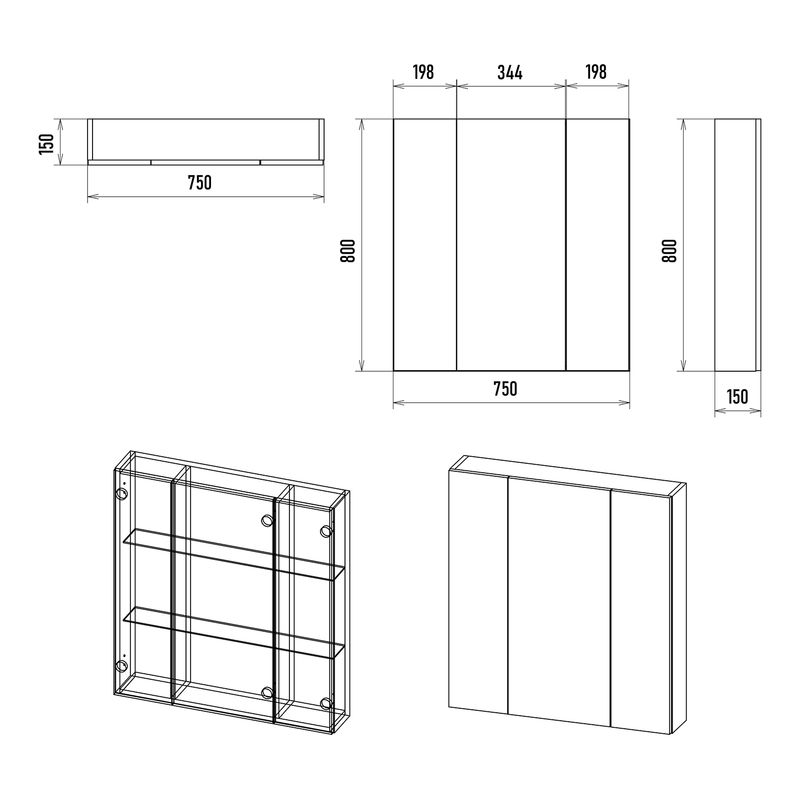 Шкаф с зеркалом для ванной Misty Аура 75 Э-Аур02075-01