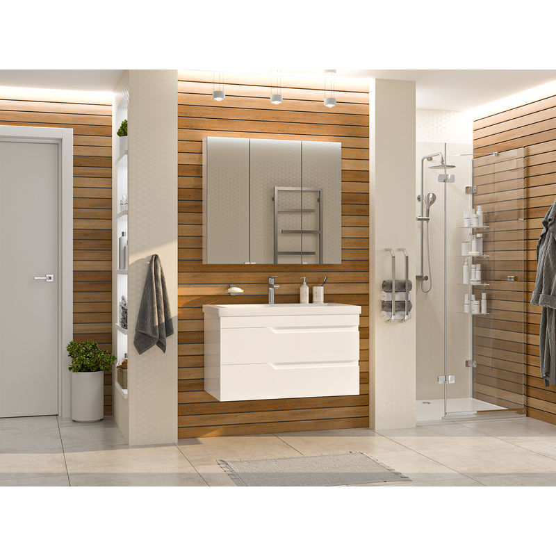 Шкаф с зеркалом для ванной Misty Аура 90 Э-Аур02090-01