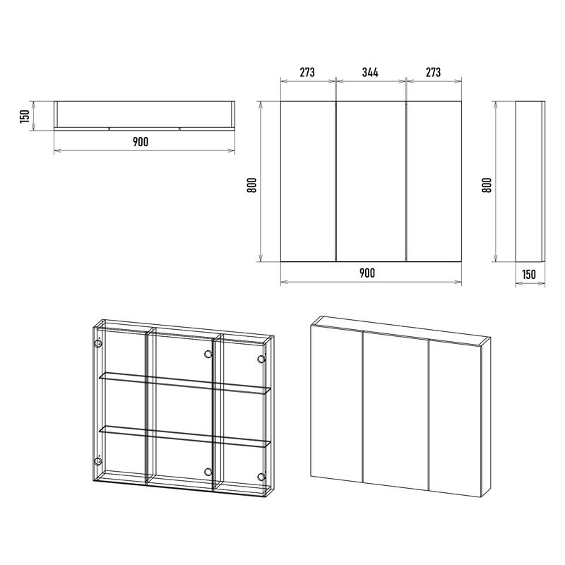 Шкаф с зеркалом для ванной Misty Аура 90 Э-Аур02090-01