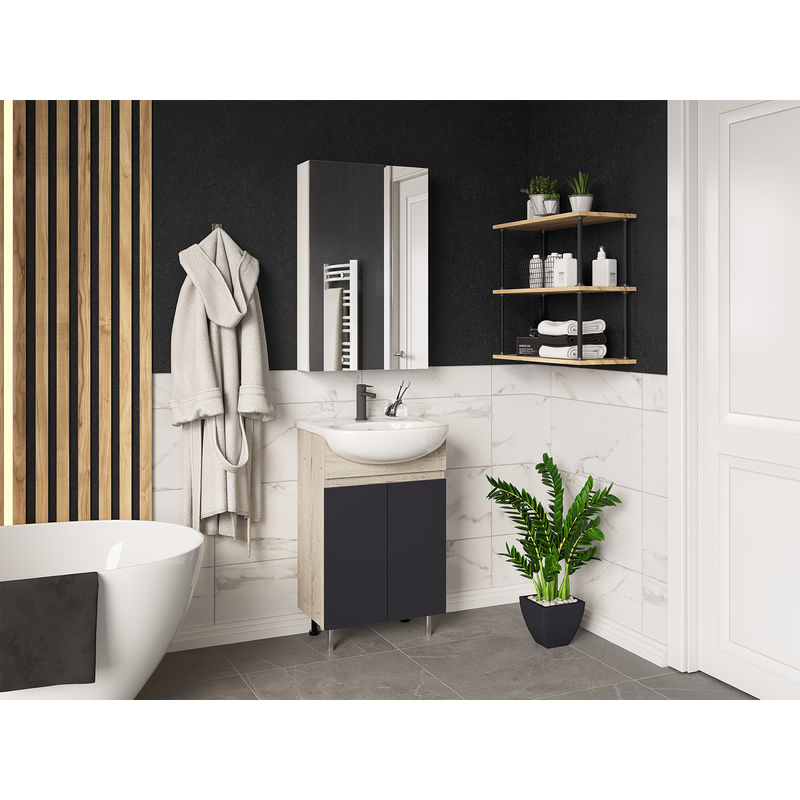 Шкаф с зеркалом для ванной Misty Балтика 50 / Э-Бал04050-011 без света