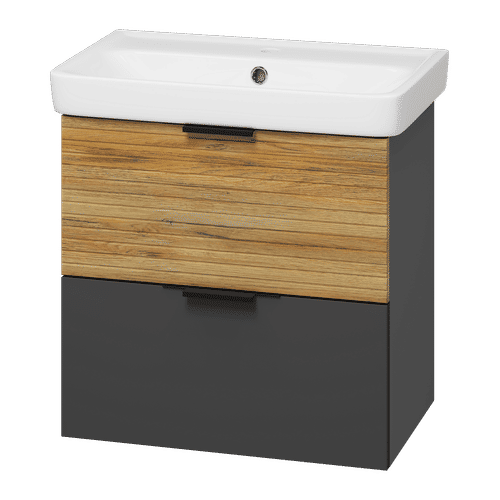 Тумба под раковину Misty Форест 60 подвесная 2 ящ./ Э-Фор-09060-0219-2Я дуб вотан/антрацит