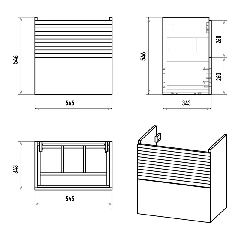 Тумба под раковину Misty Форест 60 подвесная 2 ящ./ Э-Фор-09060-0219-2Я дуб вотан/антрацит