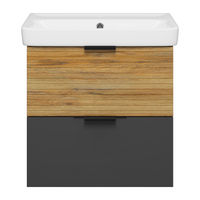 Тумба под раковину Misty Форест 60 подвесная 2 ящ./ Э-Фор-09060-0219-2Я дуб вотан/антрацит — 2