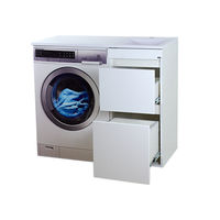 Тумба под раковину Misty Фостер 40 напольная 2 ящ. под стиральную машину / Э-Фос01040-012Я белая эмаль — 6