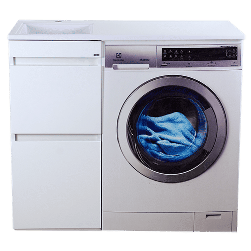 Тумба под раковину Misty Фостер 40 напольная 2 ящ. под стиральную машину / Э-Фос01040-012Я белая эмаль