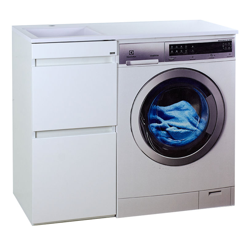 Тумба под раковину Misty Фостер 40 напольная 2 ящ. под стиральную машину / Э-Фос01040-012Я белая эмаль