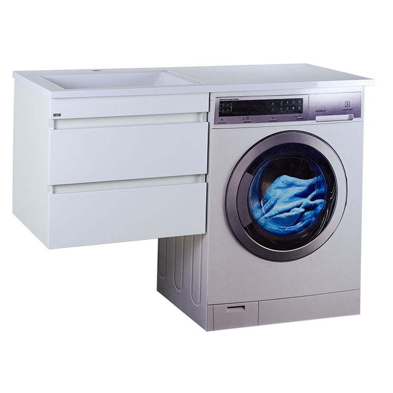 Тумба под раковину Misty Фостер 55 подвесная с 2 ящ. под стиральную машину / Э-Фос01055-012Я белая эмаль