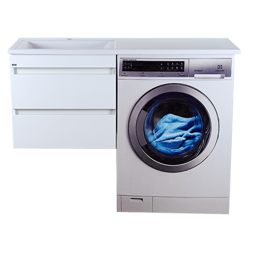 Тумба под раковину Misty Фостер 55 подвесная с 2 ящ. под стиральную машину / Э-Фос01055-012Я белая эмаль