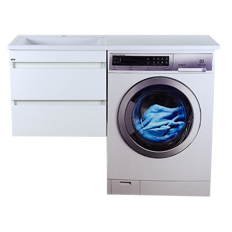 Тумба под раковину Misty Фостер 55 подвесная с 2 ящ. под стиральную машину / Э-Фос01055-012Я белая эмаль