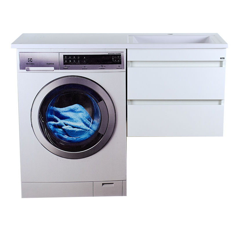 Тумба под раковину Misty Фостер 55 подвесная с 2 ящ. под стиральную машину / Э-Фос01055-012Я белая эмаль