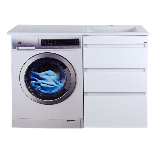 Тумба под раковину Misty Фостер 55 напольная 3 ящ. под стиральную машину / Э-Фос01055-01Н3Я белая эмаль