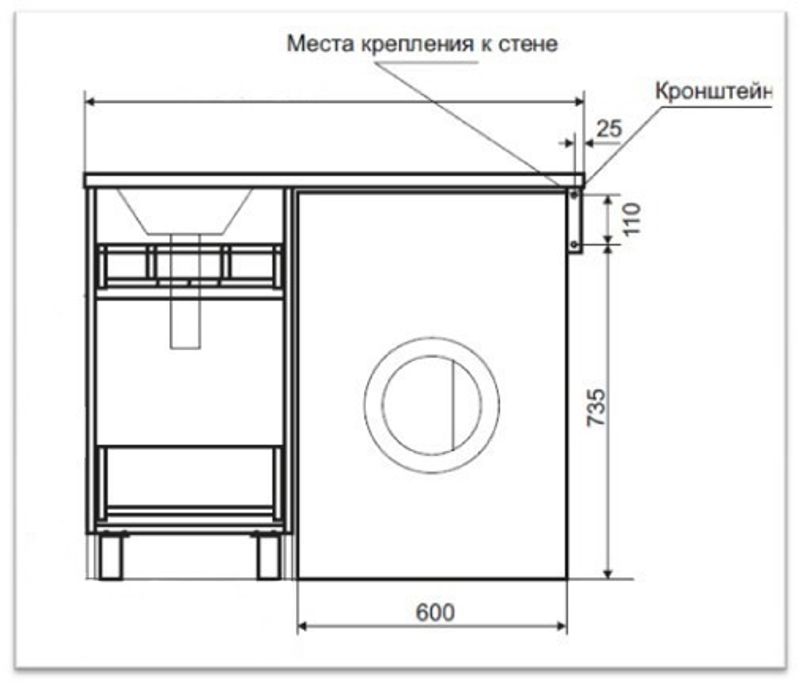 Фостер - 55 Тумба напольная 3 ящ. под стиральную машину, белая
