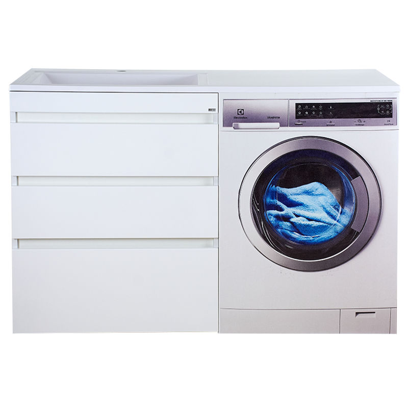 Тумба под раковину Misty Фостер 70 напольная 3 ящ. под стиральную машину / Э-Фос01070-013ЯНС белая