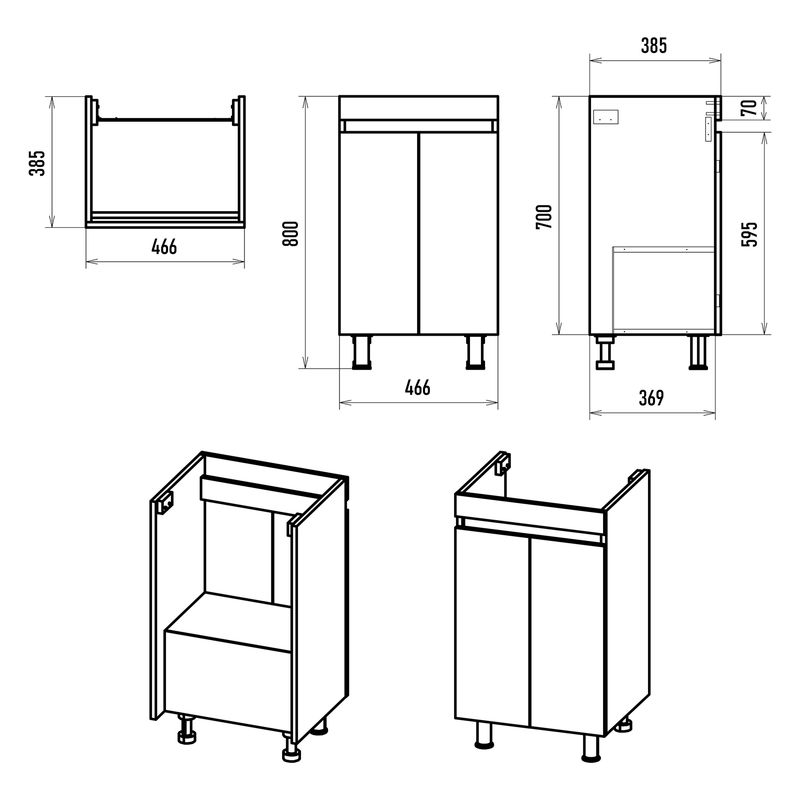 Тумба под раковину Misty Майна 50 напольная / Э-Май01050-501 графит