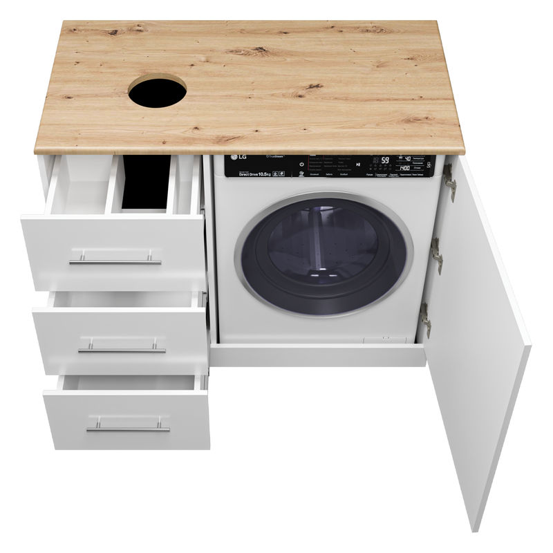 Тумба под раковину Респект 110 с 3 ящ. под стиральную машину левая Э-Рес01110-13ЯЛ