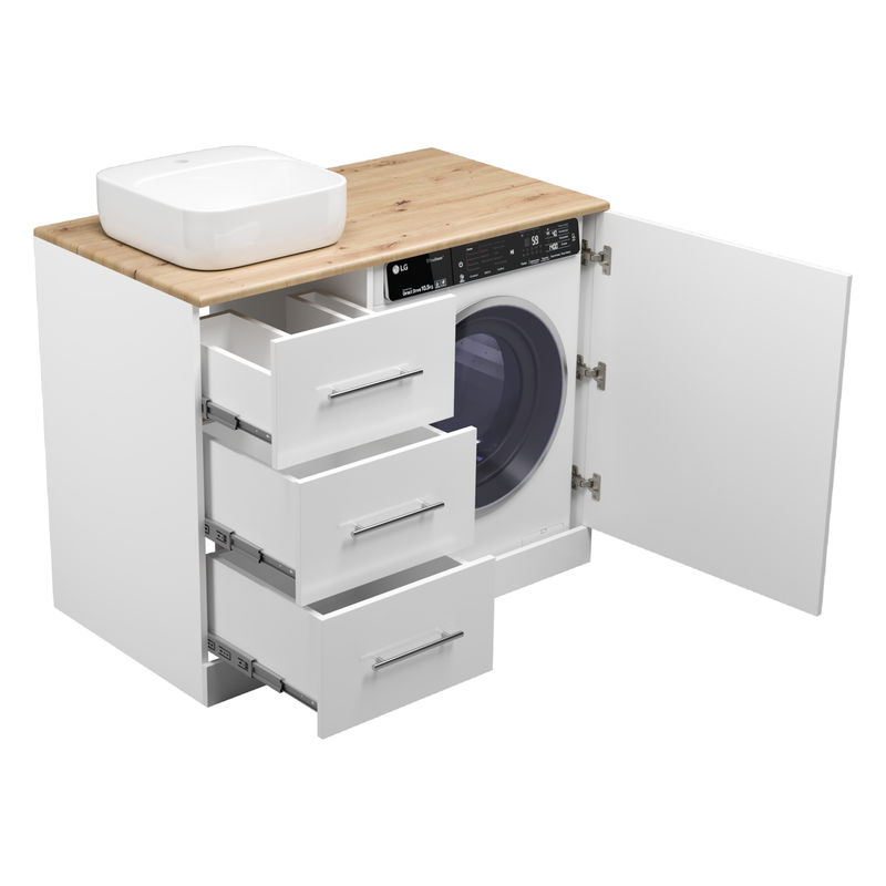 Тумба под раковину Респект 110 с 3 ящ. под стиральную машину левая Э-Рес01110-13ЯЛ