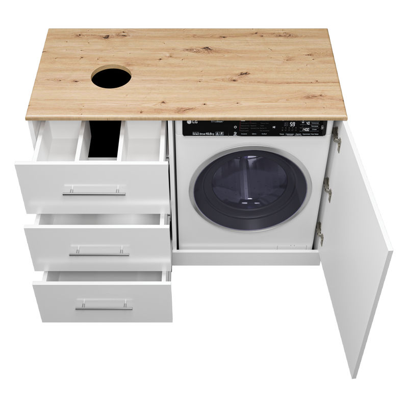 Тумба под раковину Респект 120 с 3 ящ. под стиральную машину левая Э-Рес01120-13ЯЛ