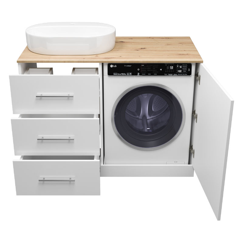 Тумба под раковину Респект 120 с 3 ящ. под стиральную машину левая Э-Рес01120-13ЯЛ