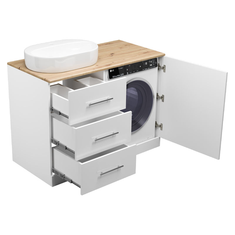 Тумба под раковину Респект 120 с 3 ящ. под стиральную машину левая Э-Рес01120-13ЯЛ