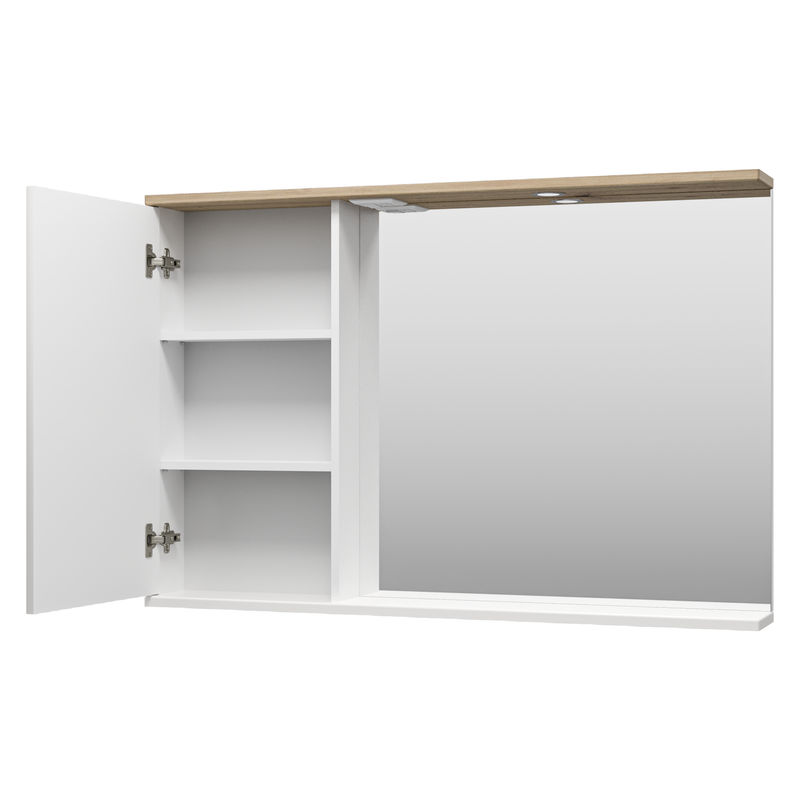 Шкаф с зеркалом для ванной Misty Респект 120 / Э-Рес02120-1Л левое