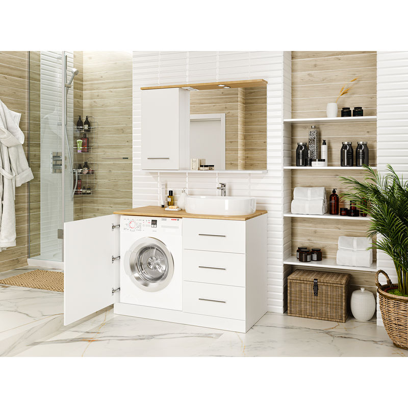 Шкаф с зеркалом для ванной Misty Респект 120 / Э-Рес02120-1Л левое