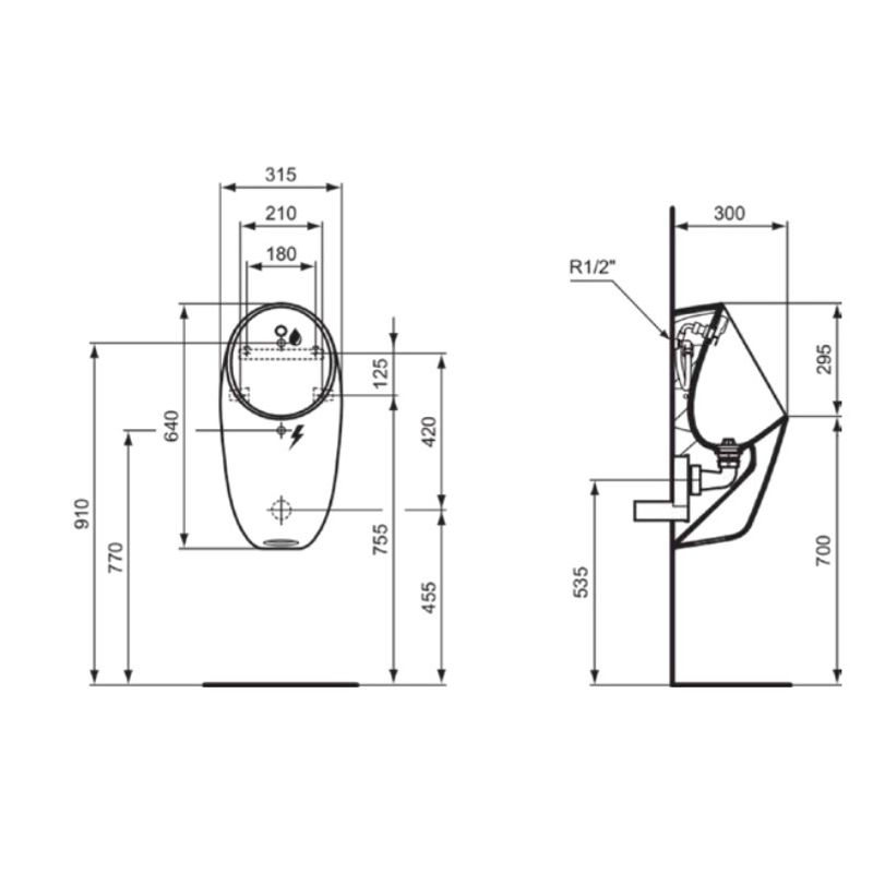 Писсуар Ideal Standard i.life E266301 сенсорный от сети белый
