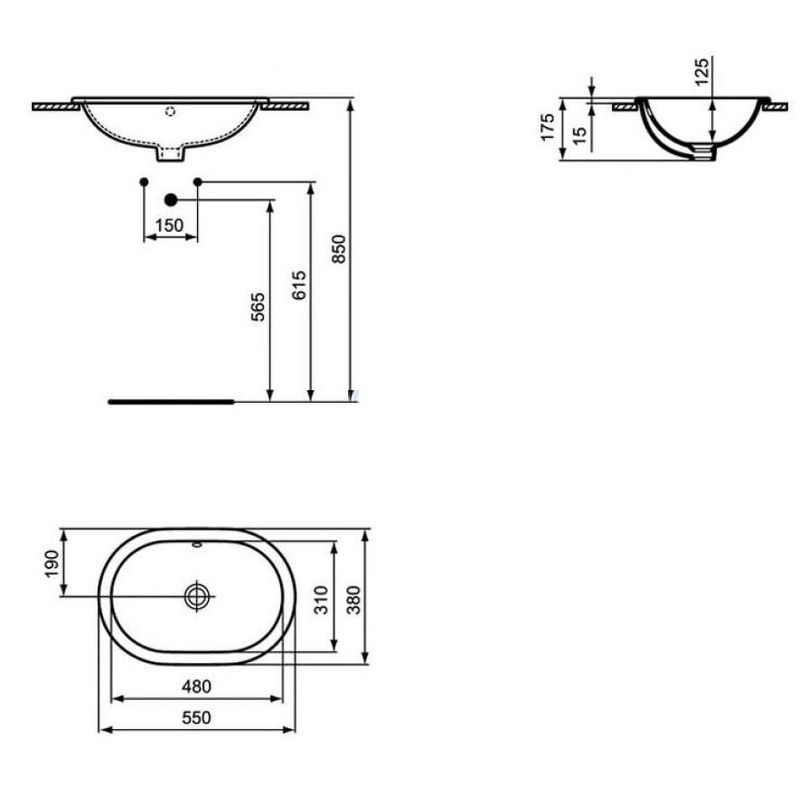 Раковина Ideal Standard Connect E504701 55 см (возможен монтаж под столеш. докупается — T645567)