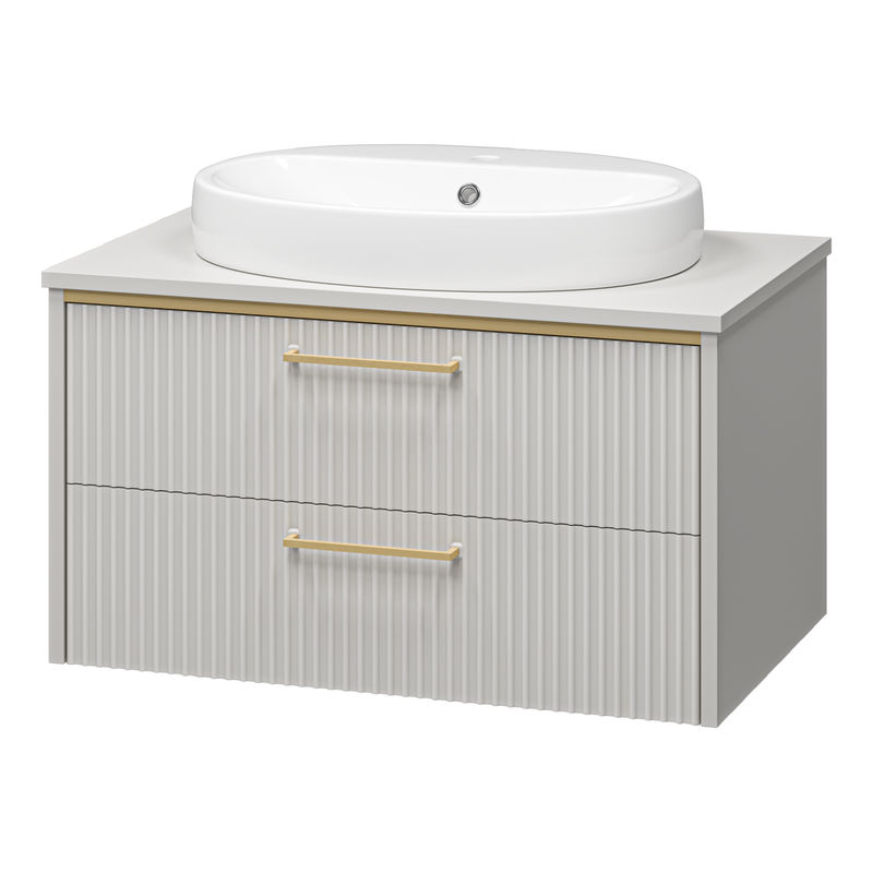 Тумба под раковину Brevita Elche 80 подвесная с 2 ящ. / ELC-01080-0502Я серый кашемир эмаль