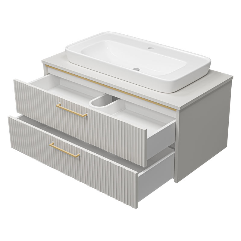 Тумба под раковину Brevita Elche 100 подвесная с 2 ящ. / ELC-01100-0502Я серый кашемир эмаль