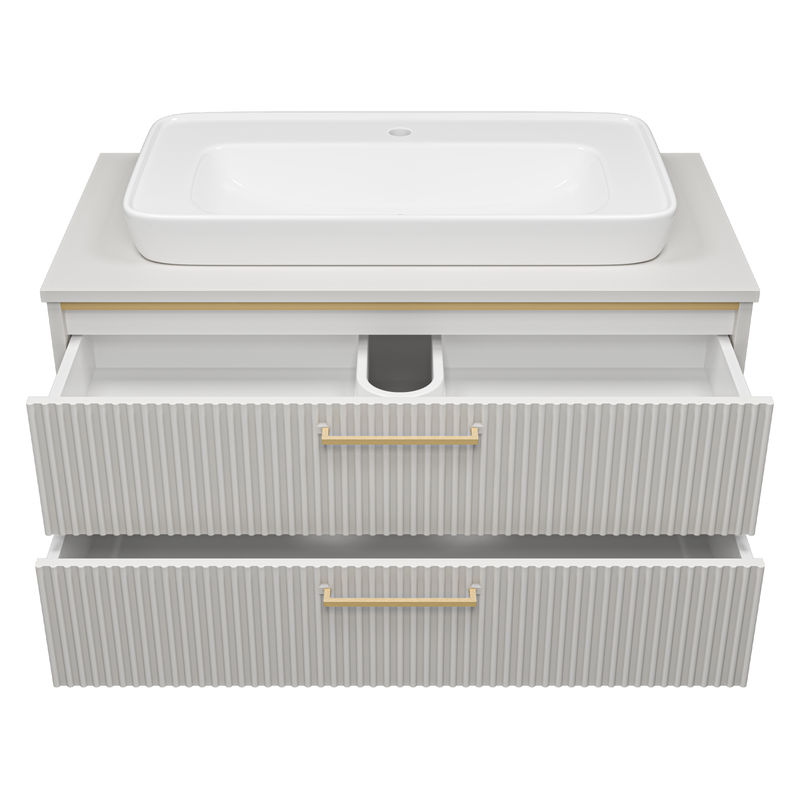 Тумба под раковину Brevita Elche 100 подвесная с 2 ящ. / ELC-01100-0502Я серый кашемир эмаль