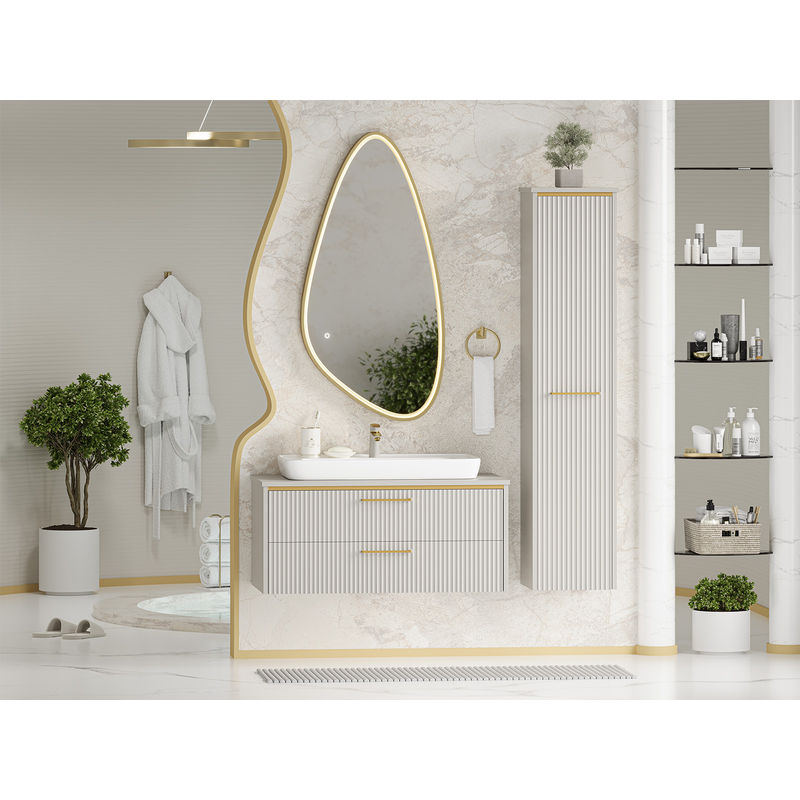 Шкаф-пенал для ванной Brevita Elche 35 универсальный левый / ELC-05035-010L серый кашемир (эмаль)