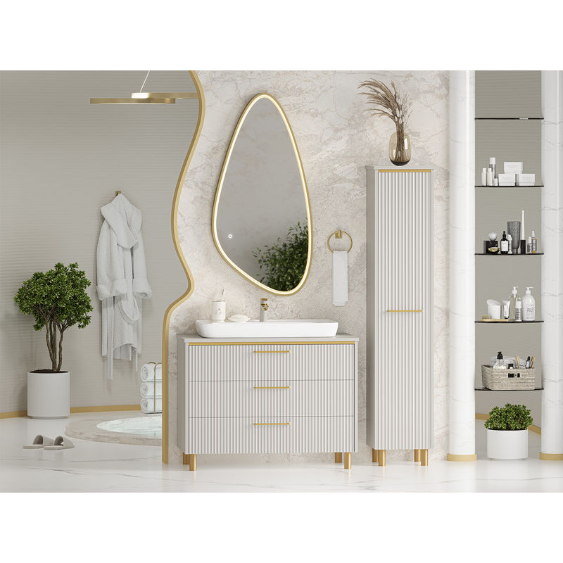 Шкаф-пенал для ванной Brevita Elche 35 универсальный правый / ELC-05035-010R серый кашемир (эмаль)