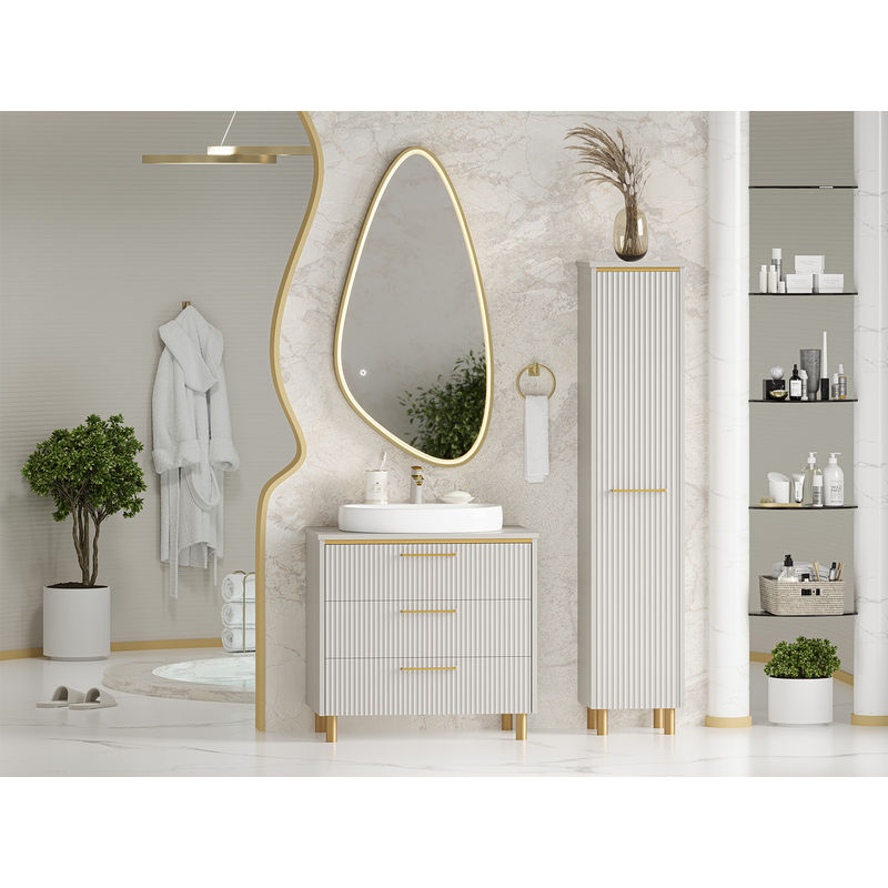 Шкаф-пенал для ванной Brevita Elche 35 универсальный правый / ELC-05035-010R серый кашемир (эмаль)