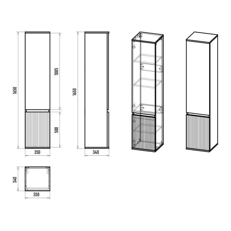 Шкаф-пенал для ванной Brevita Enfida 35 правый / ENF-05035-010P белый