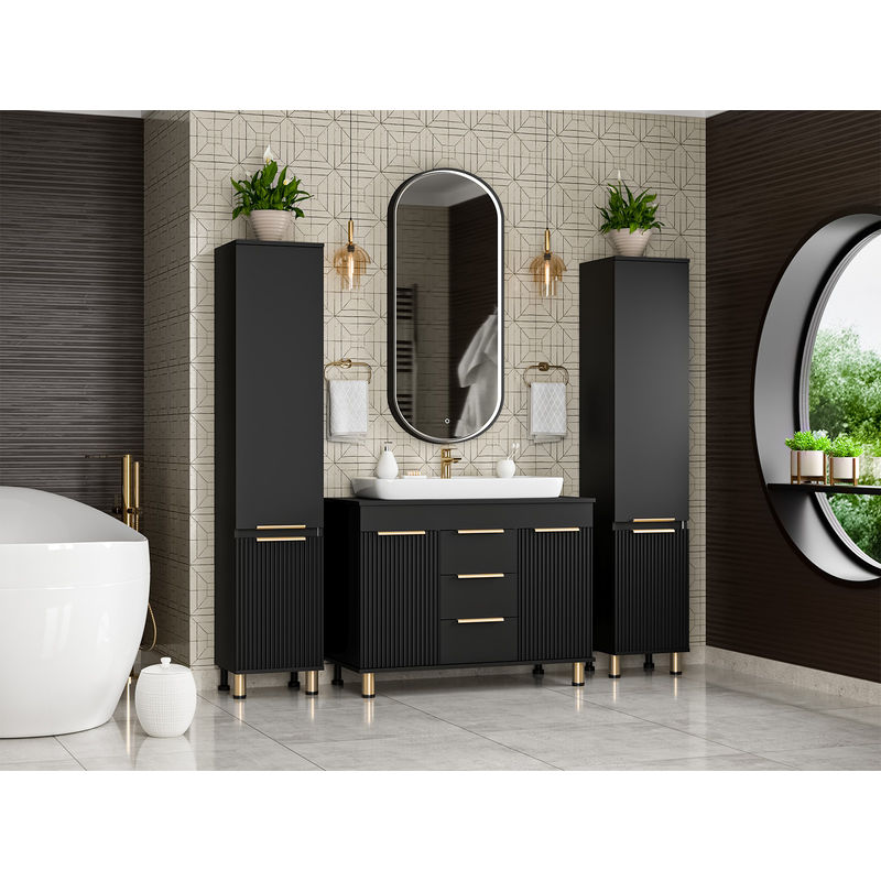 Шкаф-пенал для ванной Brevita Enfida 35 левый / ENF-05035-020L черный