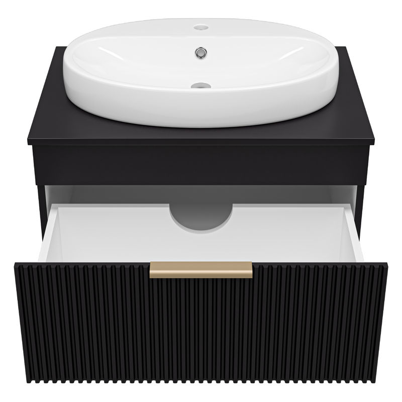 Тумба под раковину Brevita Enfida 70 подвесная 1 ящ. / ENF-06070-0241Я черная матовая эмаль